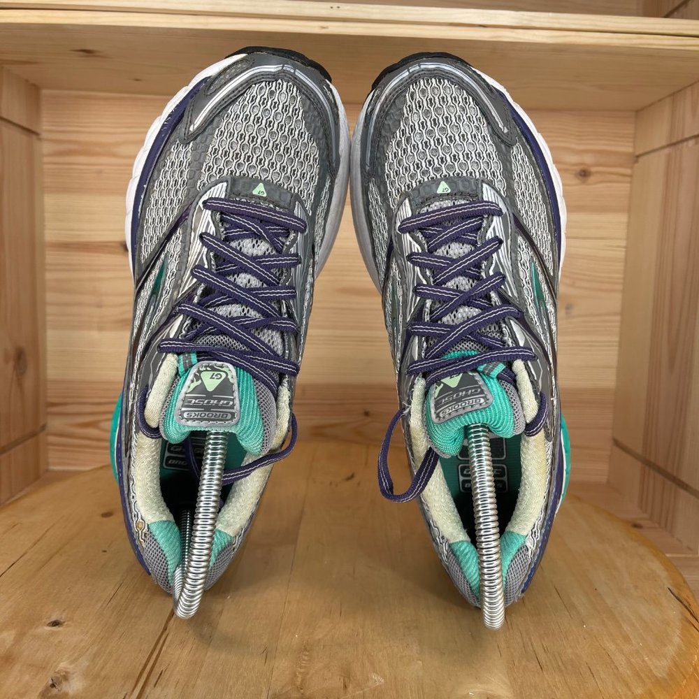 Brooks Ghost 7 Lace Up Silver Teal Running Shoes_7
